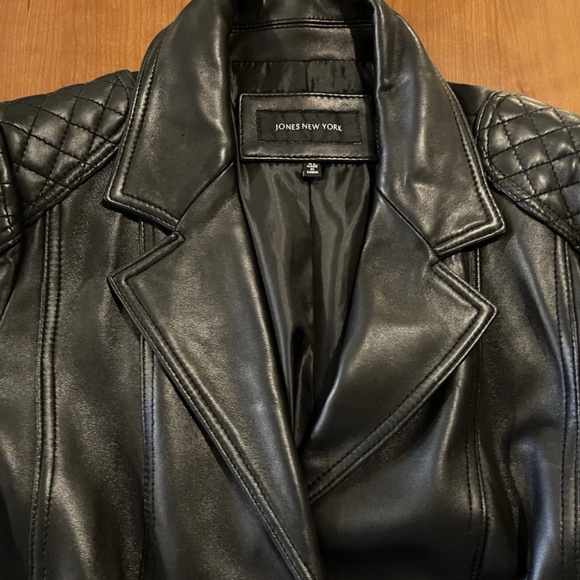 Jones New York Women’s Leather Jacket XL Black Genuine Leather Classic Coat - Picture 5 of 8